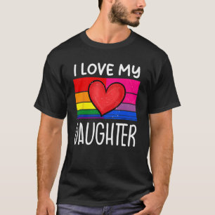 T-shirt LGBT Bisexual Fierté J'aime ma fille Bi Coeur Bi