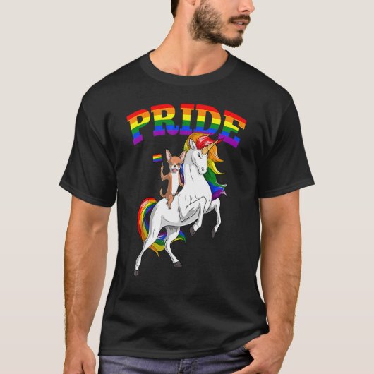 T-shirt Lgbt Chihuahua Chien Unicorn Gay pride Rainbow Lgb (Devant)