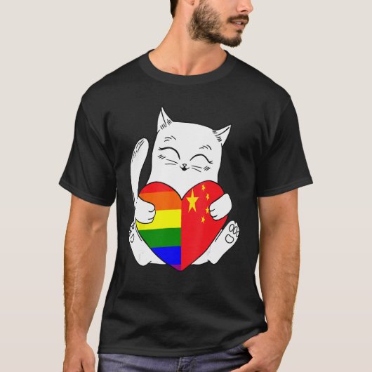 T-shirt LGBT China Cat Ally Animal  Pride Supporter (Devant)
