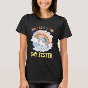 T-shirt LGBT Coeur Drapeau Unicorne Volant Arc-en-ciel J'a