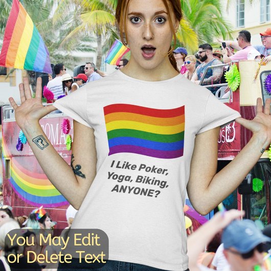 T-shirt LGBT Custom Text Rainbow Flag Gay pride Flag