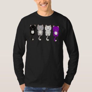 T-shirt Lgbt Cute Animal Chats Ace Pride Asexualité Drapea