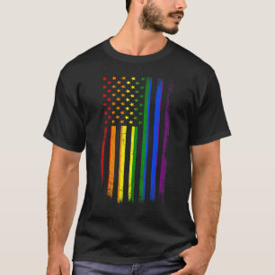 T-shirt Lgbt Distresse Drapeau Américain Rainbow Lgbtq Gay