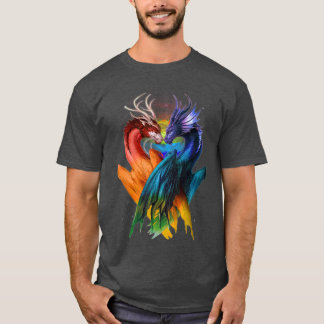 T-shirt LGBT Dragon Heart Rainbow Heart Dragon LGBT T