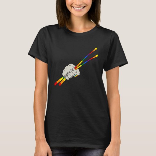 T-shirt LGBT Drumsticks Gay Love Drums Drumset Drumming Dr (Devant)