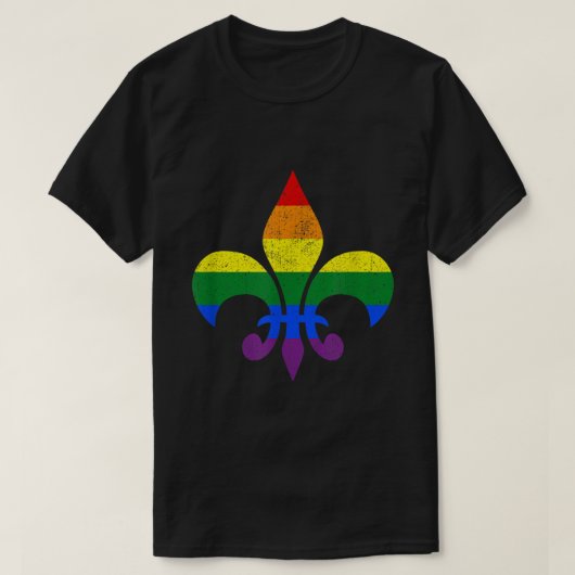 T-shirt LGBT Fleur De Lis Mois Gay pride Rainbow M (Design devant)