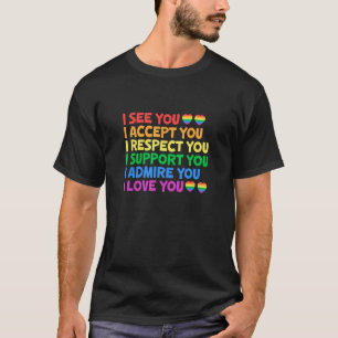 T-shirt LGBT Gay Lesbian Pride Ally Support Rainbow Heart