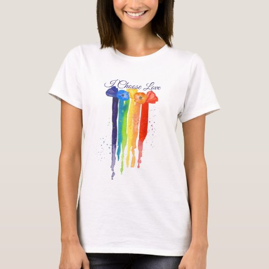 T-shirt Lgbt Gay pride Poppy Flower Rainbow Choose Love (Devant)