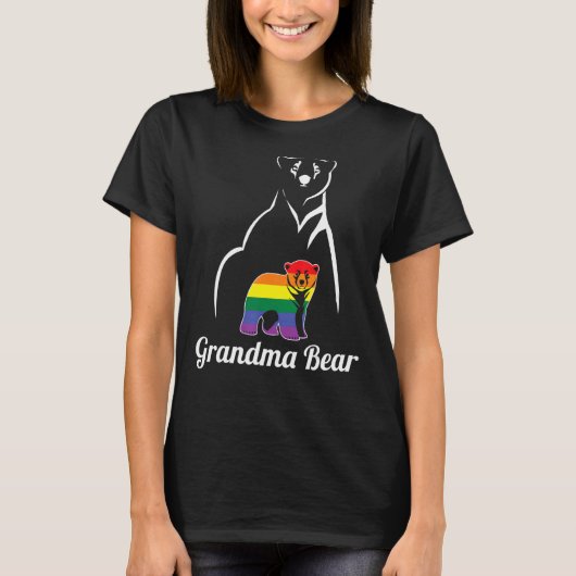 T-shirt Lgbt Grand-mère Ours Gay pride Lesbian Rainbow Gra (Devant)
