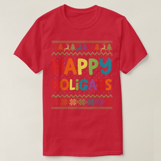 T-shirt LGBT Happy Holigays Ugly Rainb (Design devant)