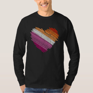 T-shirt Lgbt Le Drapeau De La Fierté Cardiaque Lesbienne A