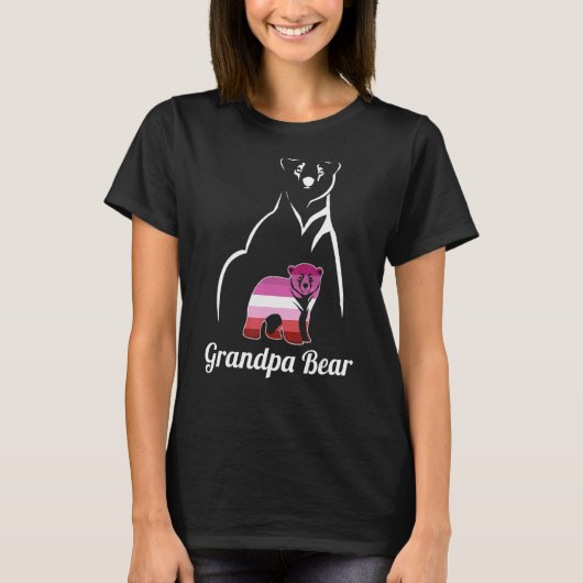 T-shirt Lgbt Lesbian Grandpa Bear Lesbian Pride Drapeau Gr (Devant)