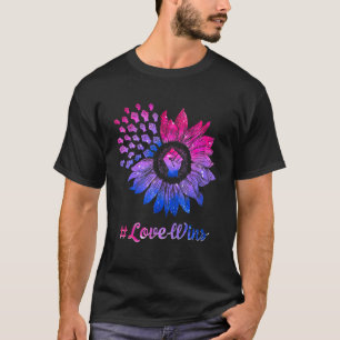 T-shirt Lgbt Lgbtq Pride Drapeau Bisexuel Levé Fist Sunflo