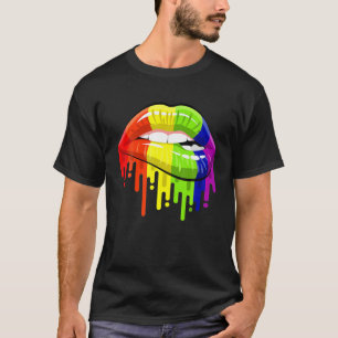 T-shirt LGBT Lips arc-en-ciel Fierté Gay Homosexuel Lesbie