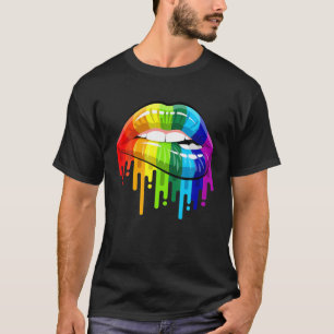 T-shirt LGBT Lips Rainbow Fierté Gay Homosexuel Lesbienne