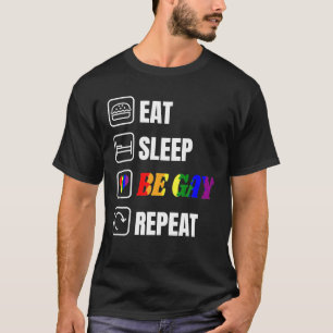 T-shirt LGBT Manger Sleep Be Gay Repeat Rainbow Gay pride