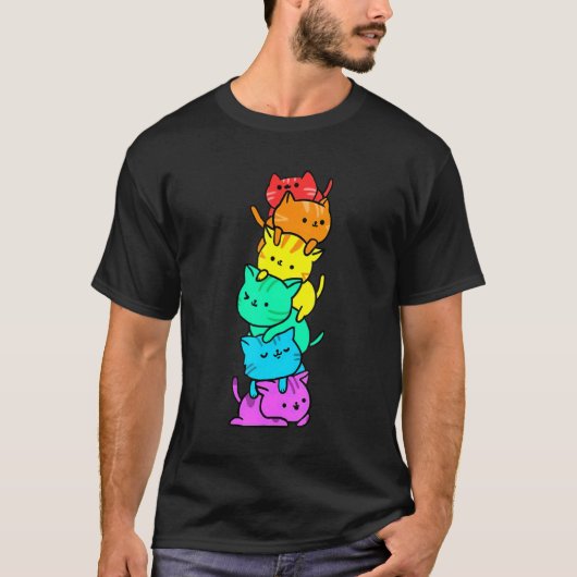 T-shirt Lgbt Mois Gay pride Cat Lgbtq Pavillon Arc En Ciel (Devant)