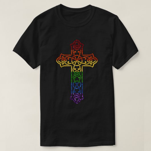 T-shirt LGBT Parties scintillant Rainbow Cross (Design devant)