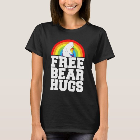 T-shirt LGBT Pride Free Bear Hugs Rainbow Support Human Ri (Devant)
