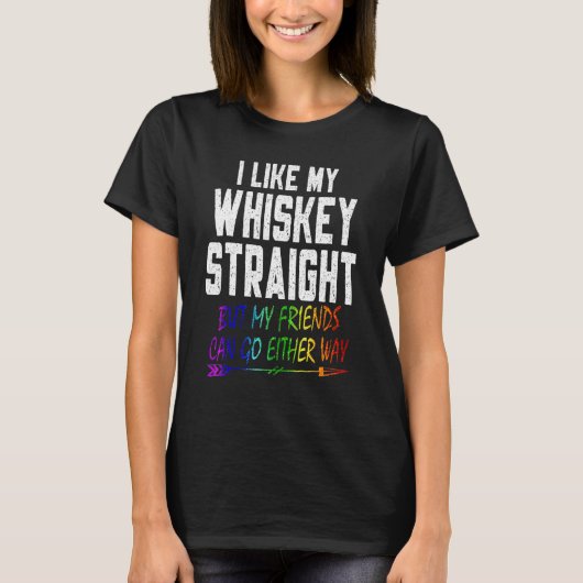 T-shirt Lgbt Pride Gay Lesbian J'Aime Mon Whiskey Droit (Devant)
