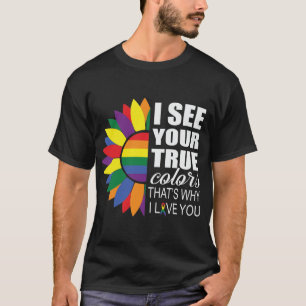 T-shirt LGBT Pride Gay Lesbienne moderne Rainbow Sunflower