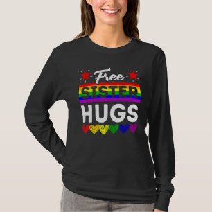 T-shirt Lgbt Pride Gratuite Soeurs Hugs Rainbow Support Fa