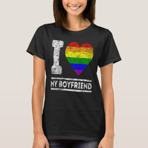 T-shirt LGBT Pride I Love My Boyfriend Rainbow Support Fam
