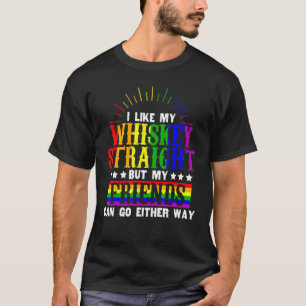 T-shirt Lgbt Pride J'Aime Whiskey Stright Friends Can Go