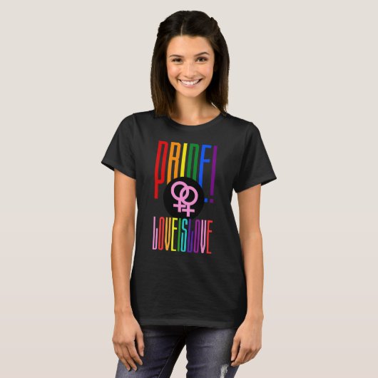 T-shirt LGBT Pride Lesbian Relationship Sign Rainbow Text (Devant entier)