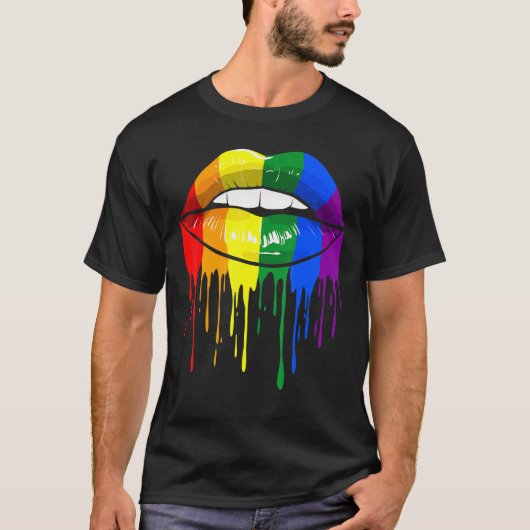 T-shirt Lgbt Pride Mois Gay Lesbian Pride Lips Drapeau (Devant)