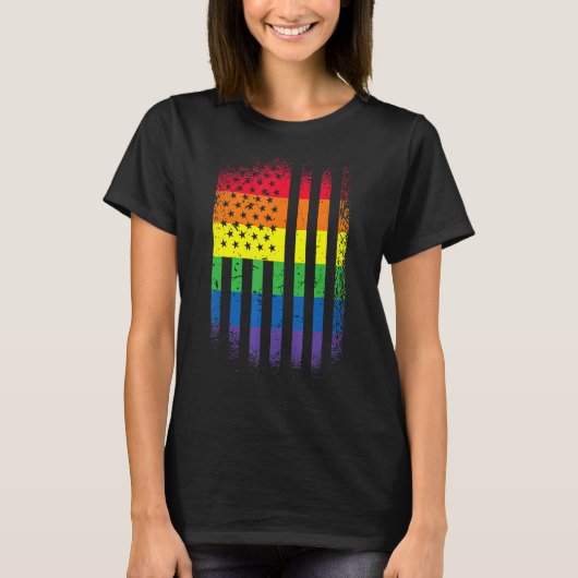 T-shirt Lgbt Pride Mois Support Avec Rainbow Us American A (Devant)