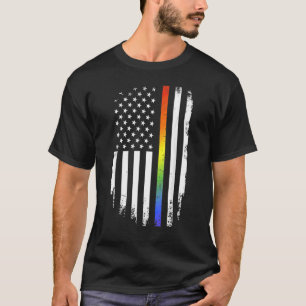 T-shirt Lgbt Pride Mois Support Avec Rainbow Us American A