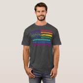 T-shirt LGBT Pride Rainbow American Drapeau (Devant entier)