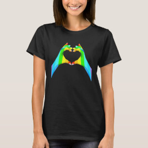 T-shirt Lgbt Pride Rainbow Heart Hands Lgbtq Support Humai