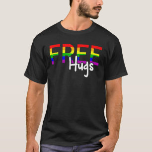 T-shirt Lgbt Pride Rainbow Support Free Hugs Gay Lesbian Q