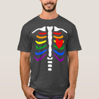 T-shirt LGBT Pride Rib Cage arc en ciel Squelette Xray Fun