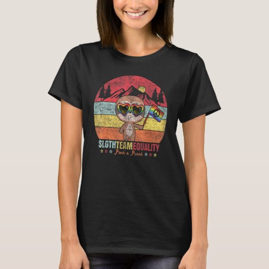 T-shirt Lgbt Pride Sloth Team Equality Rainbow Flag Suppor (Devant)