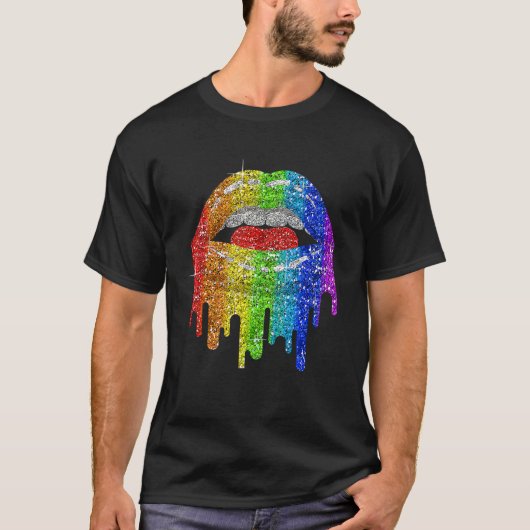 T-shirt Lgbt Rainbow Bling Lgbt Lips Pride Gay Bisexual Le (Devant)