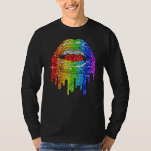 T-shirt Lgbt Rainbow Bling Lips Pride Gay Bisexual Lesbia