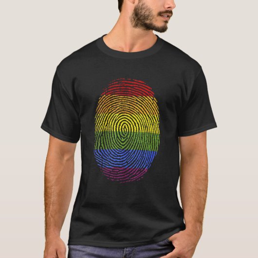 T-shirt LGBT Rainbow Fingerprint Gay pride Lesbienne (Devant)
