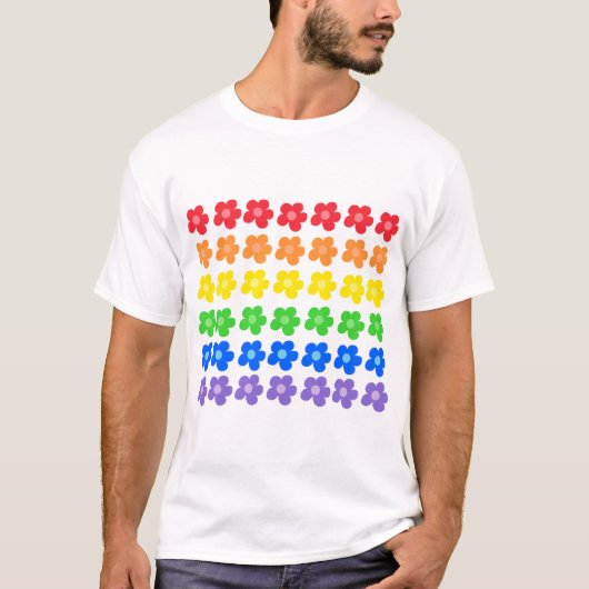 T-shirt LGBT Rainbow Flowers design Gay pride (Devant)