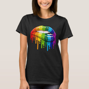T-shirt LGBT Rainbow Lips Pride gay homosexuel lesbienne