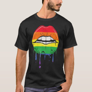 T-shirt Lgbt Rainbow Lips Pride Gay Homosexuel Lesbienne