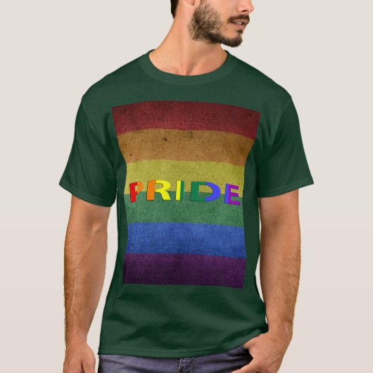 T-shirt LGBT Rainbow Pride drapeau style rétro (Devant)