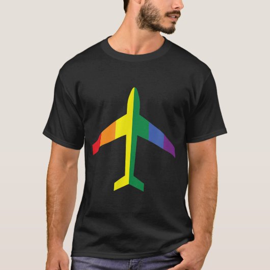 T-shirt LGBT Rainbow Pride Jet Airplane (Devant)