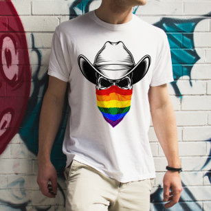 T-shirt Lgbt Rainbow Skull Cowboy