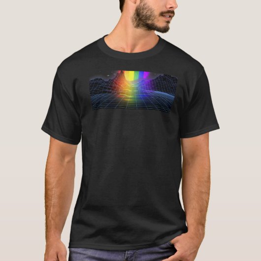 T-shirt Lgbt Retro Wave Sunset Back Imprimer 80s 90s Arc e (Devant)