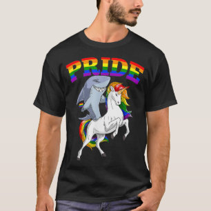 T-shirt LGBT Shark Unicorn Gay pride Rainbow LGBTQ Cute Gi