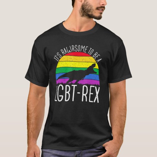 T-shirt Lgbt - T-Rex Gay pride Dinosaure Lesbienne Coucher (Devant)