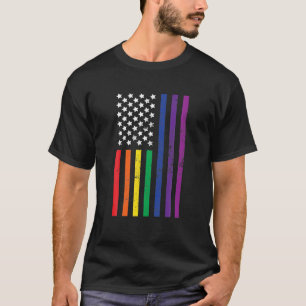 T-shirt LGBT USA Drapeau US Amérique Lesbian Outfit Trans 